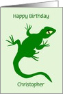 Green Lizard Custom Name Birthday card