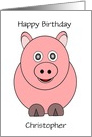 Pig Custom Name Birthday card