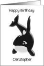 Orca Whale Custom Name Birthday card