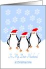 Husband Christmas Penguins In The Snow card