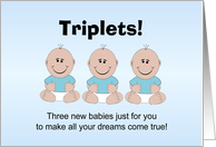 New Born Baby Triplets Boys card