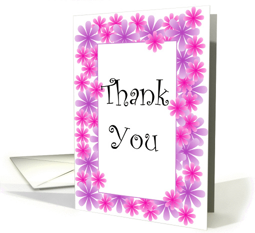 Thank You Pink and Purple Flower Border card (1105006)