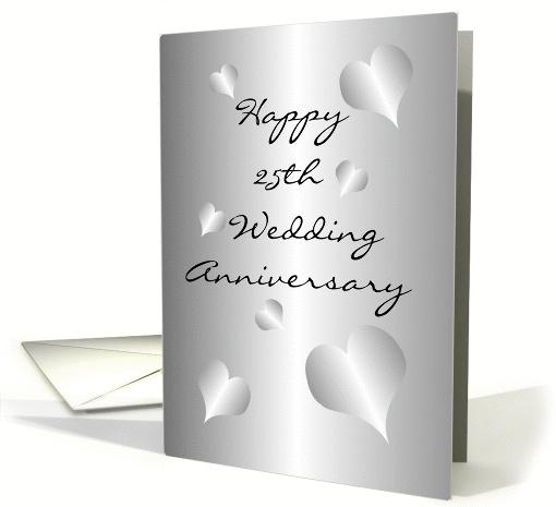 Happy 25th Wedding Anniversary Card Silver Hearts card (1112404)