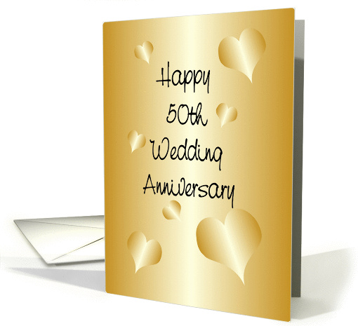 Happy 50th Wedding Anniversary Card Gold Hearts card (1112406)