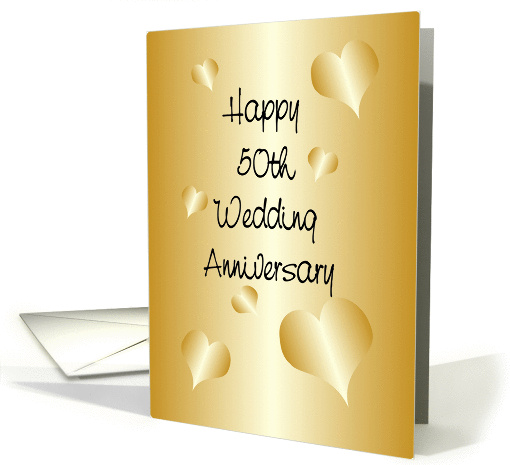 Happy 50th Wedding Anniversary Card Gold Hearts card (1112406)