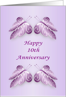 Butterflies 10th Wedding Abbiversary Card