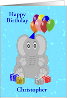 Elephant Balloons Custom Birthday card