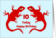 Red Lizards Custom Age Birthday Card