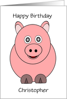 Pig Custom Name Birthday card