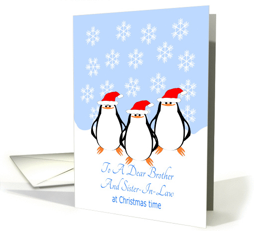 Brother And Sister-In-Law Christmas Penguins In The Snow card