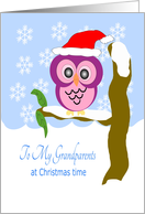 Purple Owl Grandparents Christmas card