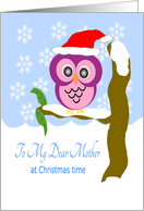 Mother Christmas Purple Owl card