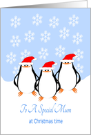 Mum Christmas Three Penguins card