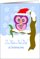Mum And Dad Christmas Purple Owl card