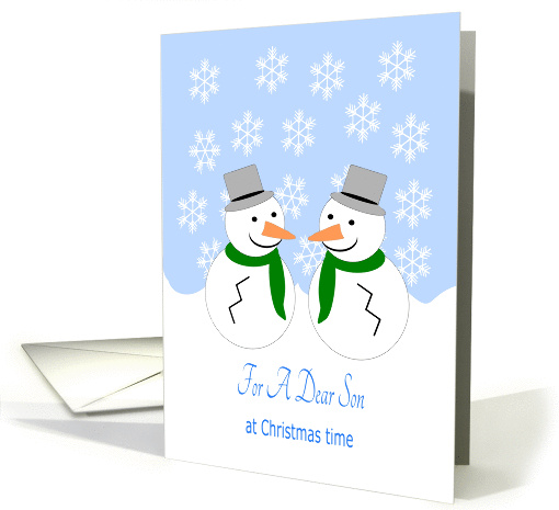Son Christmas Snowmen Blue White Snowy Landscape card (1396340)