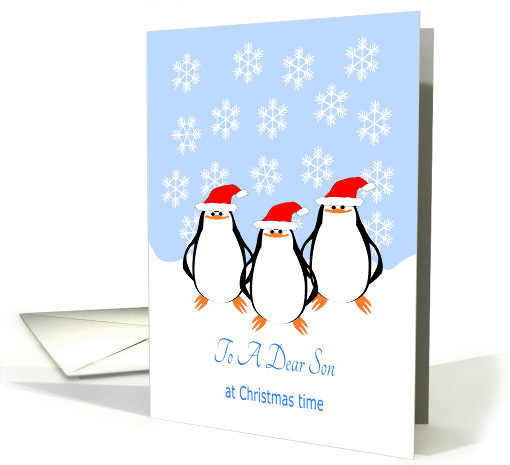 Son Christmas Penguins Blue White Snowy Landscape card (1396566)