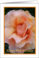 90th Birthday Peach Colored Rose card