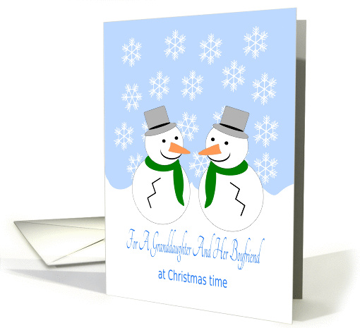 Granddaughter And Boyfriend Christmas Snowmen card (1402932)