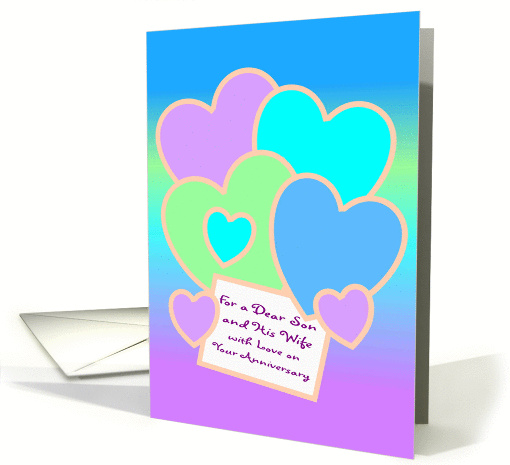 Wedding Anniversary Card Son and Wife - Hearts card (234540)