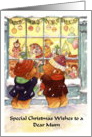 Mother Christmas Card - Teddies at a Window card