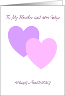 Brother Wedding Anniversary Card - Hearts card