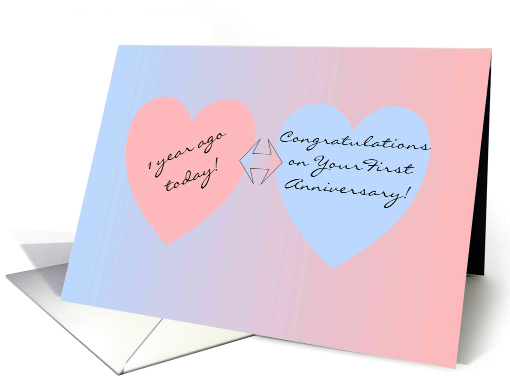 1st Wedding Anniversary Card - Two Hearts card (274772)