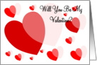 Will You Be My Valentine Card - Red And Pink Hearts card