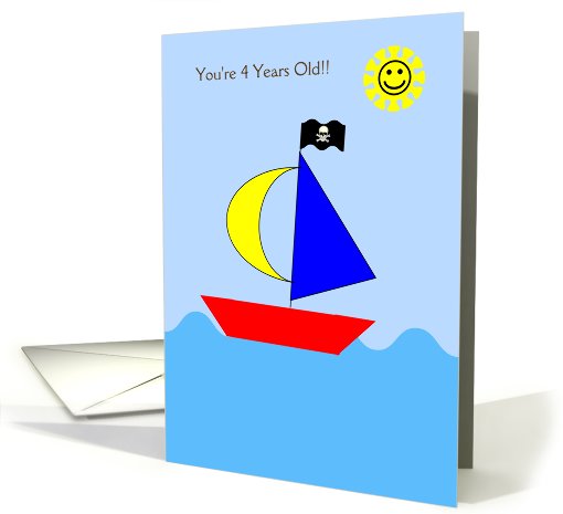 4 Year Old Birthday Card - Boat card (580498)