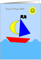 4 Year Old Birthday Card - Boat card