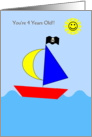 4 Year Old Birthday Card - Boat card