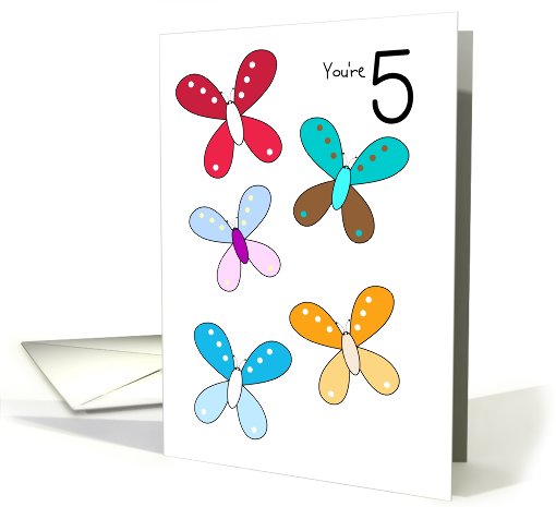 5 Year Old Birthday Card - Butterflies card (581213)