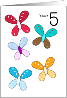 5 Year Old Birthday Card - Butterflies card