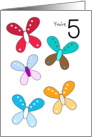 5 Year Old Birthday Card - Butterflies card