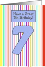 7 Year Old Birthday Card - Stripes card
