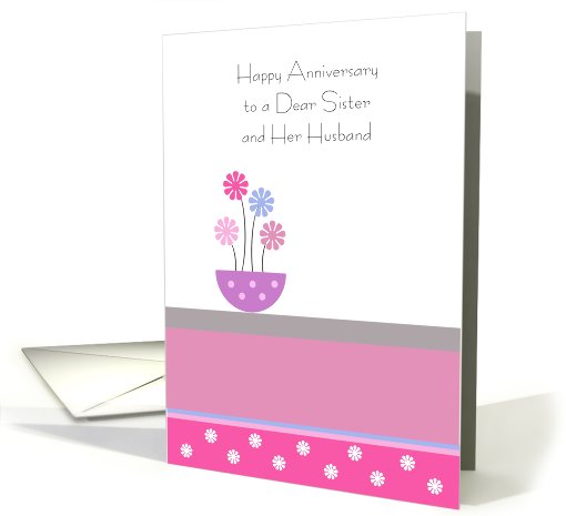 Sister Wedding Anniversary Card - Pot Of Flowers card (600898)