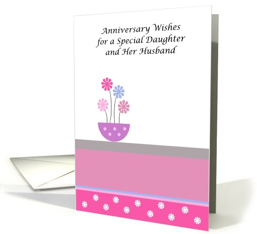 Daughter Wedding Anniversary Card - Pot Of Flowers card (600899)