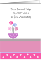 Son Wedding Anniversary Card - Pot Of Flowers card