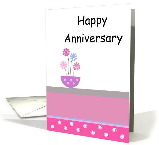 Wedding Anniversary Card - Pot Of Flowers card (600903)