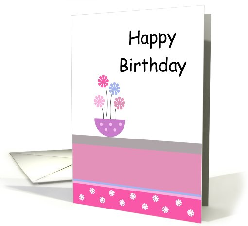 A General Happy Birthday Card - Pot Of Flowers card (600907)