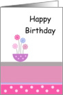 A General Happy Birthday Card - Pot Of Flowers card