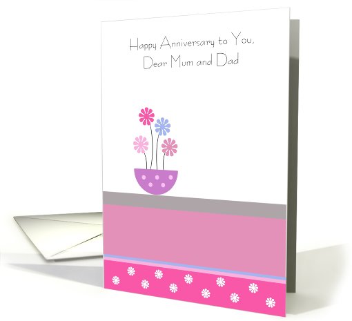 Mum And Dad Wedding Anniversary Card - Pot Of Flowers card (600914)