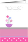 Mum And Dad Wedding Anniversary Card - Pot Of Flowers card