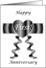 1st Wedding Anniversary Card - Heart And Ribbon card