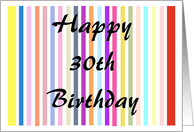 30th Birthday Card - Colourful Stripes card