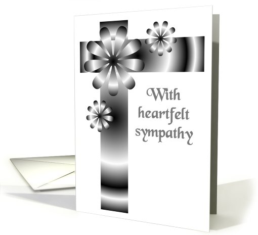 Sympathy Card - Contemporary Black And White Flower And Ribbons card