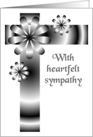 Sympathy Card - Contemporary Black And White Flower And Ribbons card