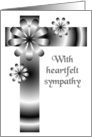 Sympathy Card - Contemporary Black And White Flower And Ribbons card