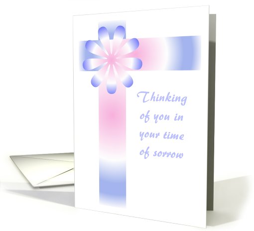 Sympathy Card - Contemporary Blue And Pink Flower And Ribbons card