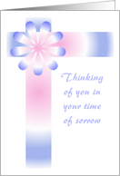 Sympathy Card - Contemporary Blue And Pink Flower And Ribbons card
