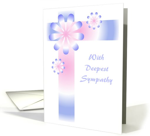 Sympathy Card - Contemporary Blue And Pink Flower And Ribbons card
